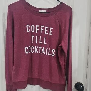 Gildan Red and White Crew Neck Sweater Coffee Till Cocktails